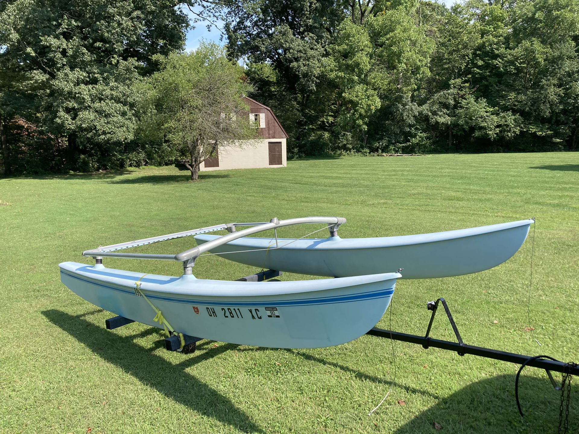 Hobie Cat H16 Sail Boat Pontoons, Frame, & Trailer