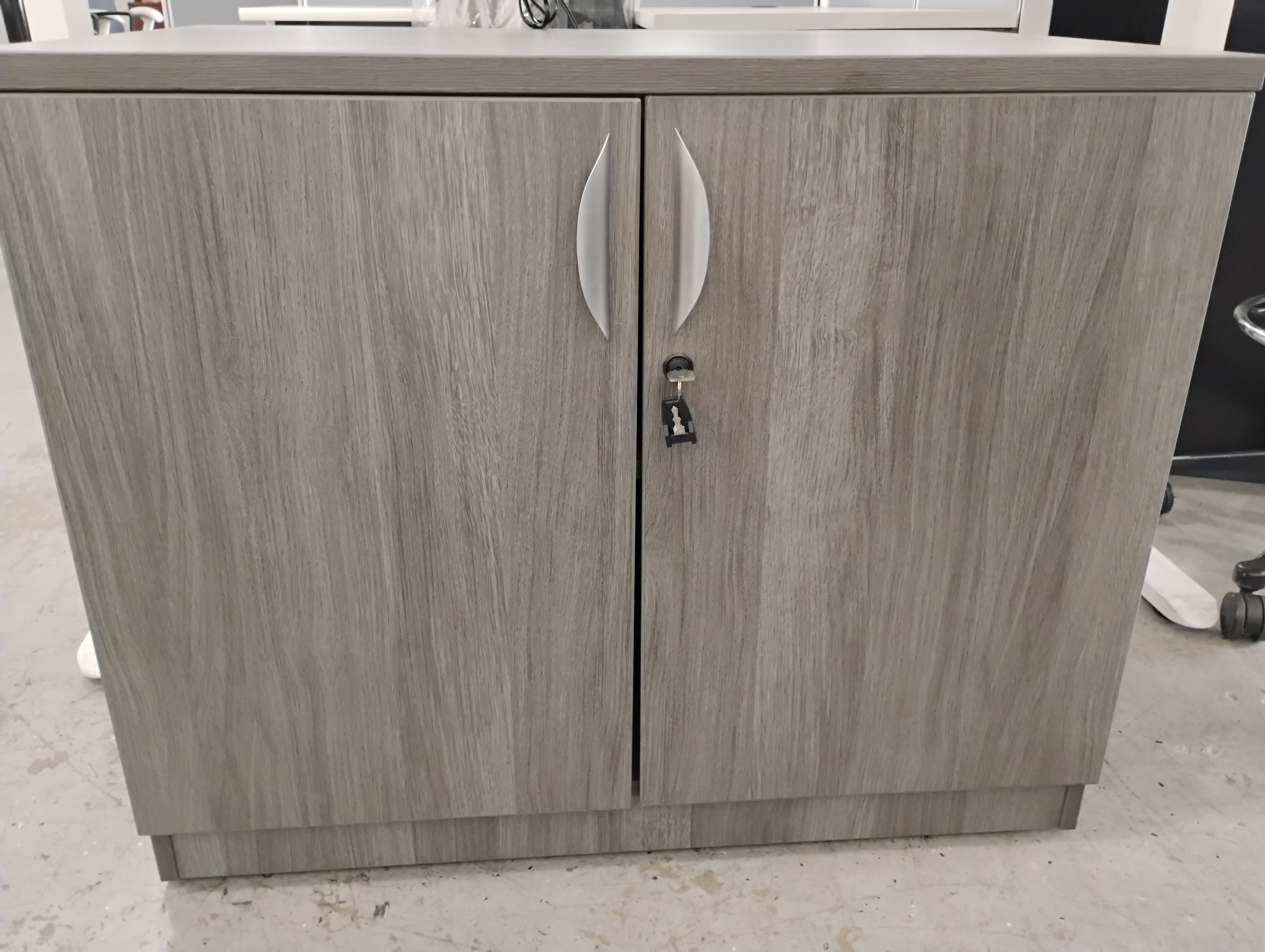 Laminate Grey Finish Storage Cabinets – New in Box