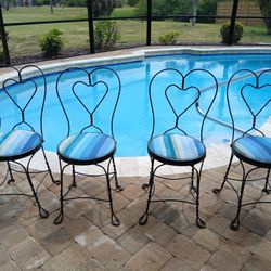 Beautiful Antique Iron Heart Back Ice-cream  Chairs