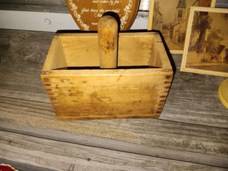 Vintage Wooden Butter Mold Box with Handle
