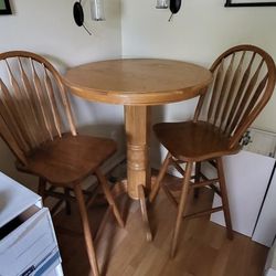 Oak Pub Table W Chairs