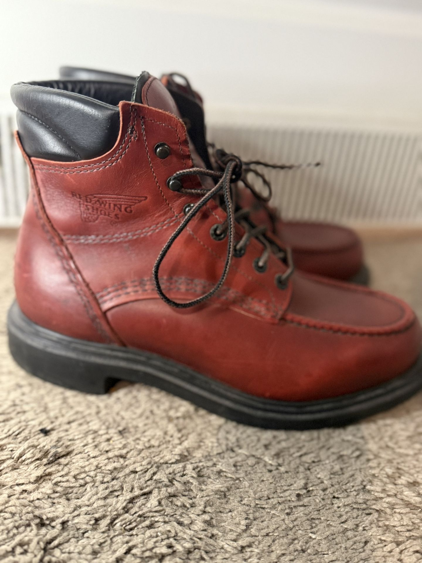 Men’s RED WING 202 Comfort Force  RED MOC TOE BOOT Men’s Size 7 1/2 D USA Made  