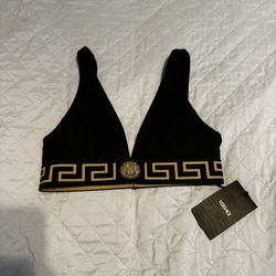 VERSACE GRECA BORDER BIKINI TOP in Medium 