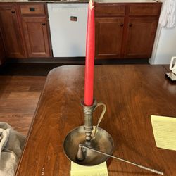 Vintage Brass Chambermaid Candlestick Holder With Snuffer