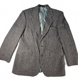Vtg Gray Tweed Blazer Sport Coat 100% Wool 40R Dark Academia