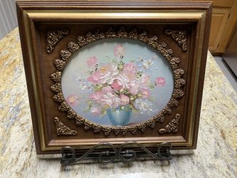 Painting of pink flowers.