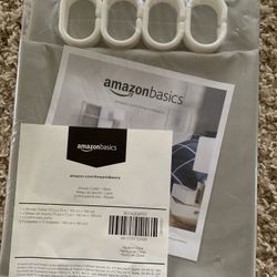 Amazon Basics Shower Curtain with Hooks, 72-Inch, Gray