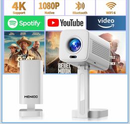 Mini Projector 1920*1280P HD Smart Projector with Wifi and BT Built-in App 2026 Upgraded 4K Projector with Auto Focus &Keystone Correction Mini Projec