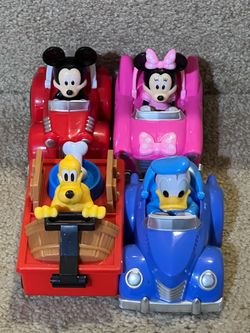 Disney pull back racer Mickey Mouse Minnie Donald Pluto Toy Car lot of 4