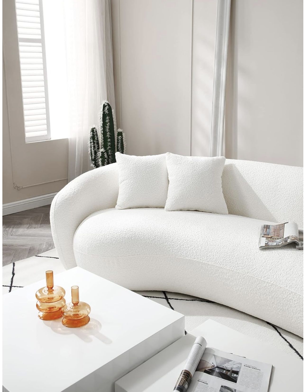 Luxury Half Moon Teddy Curved Cloud Couch