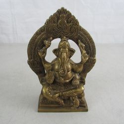 Vintage Solid Brass Lord Ganesha Elephant God Idol 7 3/8"


