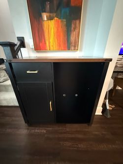 Coffee Bar with Mini Fridge Space Assembled