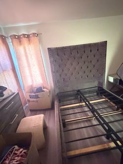 Grey queen size bed