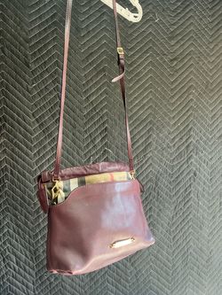 Burberry House Check Leather Little Crush Crossbody burgundy