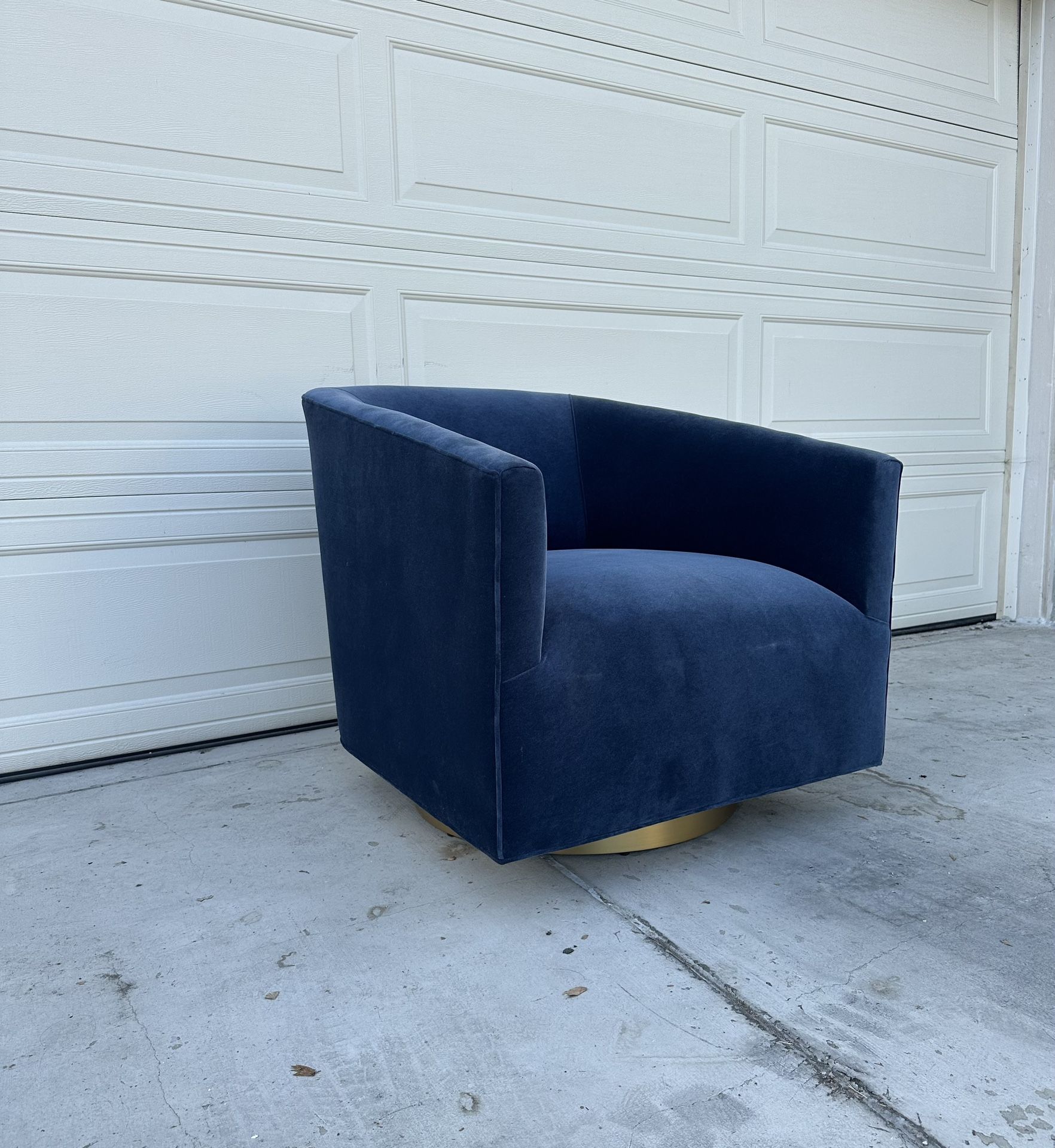 Restoration Hardware Italian Shelter-Arm Swivel Lounge Chair W/Brass Base
