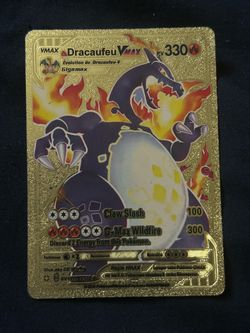 pokemon cards, dark charizard Vmax, shiny, gold, textured, 2020 pokemon