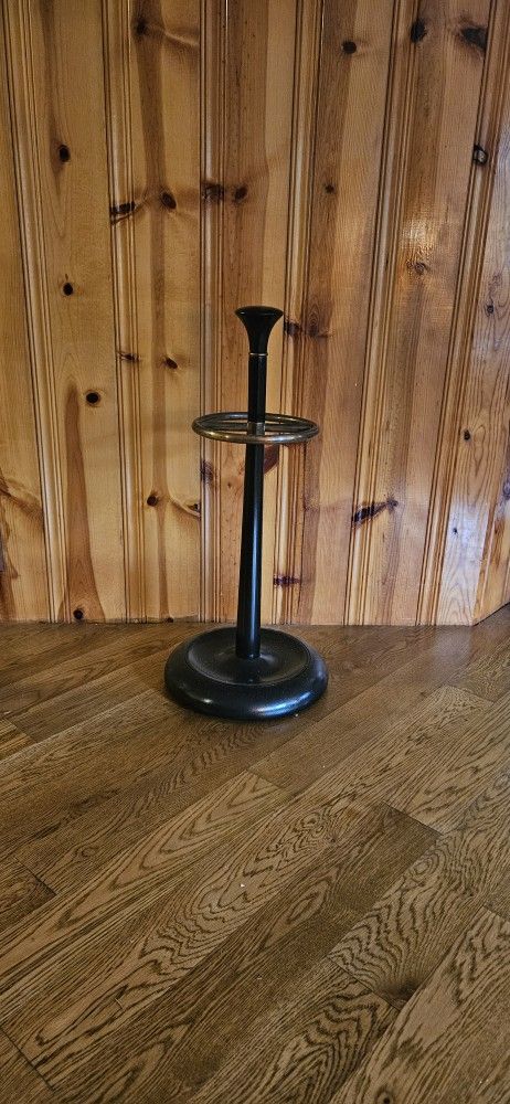 28" Wood and Brass Umbrella Stand.