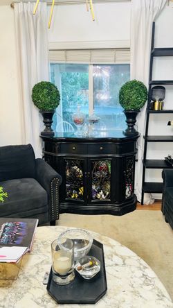 Gorgeous black marble and wood buffet