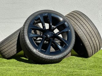 OEM Staggered 21" Tesla 10 Spoke Rims 5x120 Model S Wheels Model X Lexus Lucid A/S Tires Goodyear