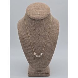 Five Freshwater Pearl Delicate Gold Tone Chain Necklace 16.5" + 2" Extension