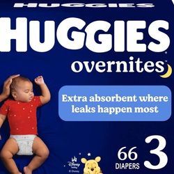 Pampers Overnights Size 3 With 66 Diapers 
