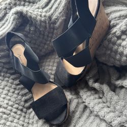 Black Wedges Heels Size 8