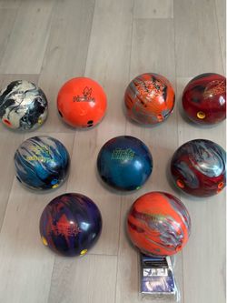 Bowling balls 15.5 lbs each. In good condition.