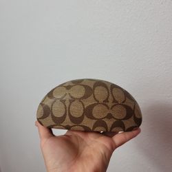 Coach Signature Tan Brown Lined Glasses Case