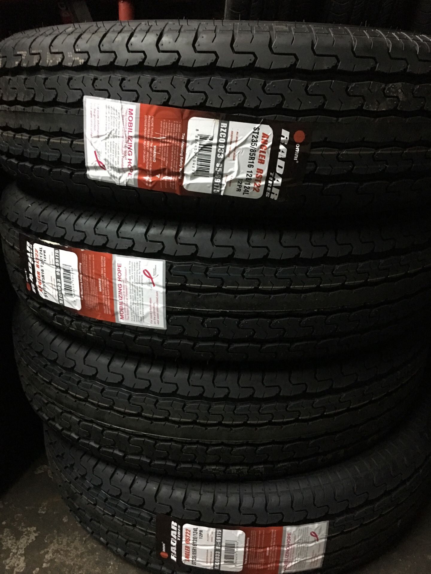 16” 4 new trailer tires ST235/80R16 12 ply