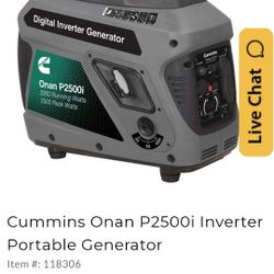 Cummins Onan P2500i Inverter Portable Generator



