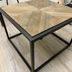 Small Table Wood And Metal 21“ X 21 1/2“ Wide X 16” Tall