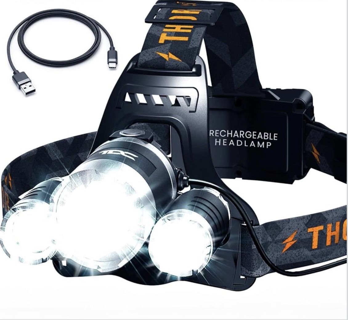 Head Lamp Led Rechargeable Super Bright - USB-C Headlamp for Adults