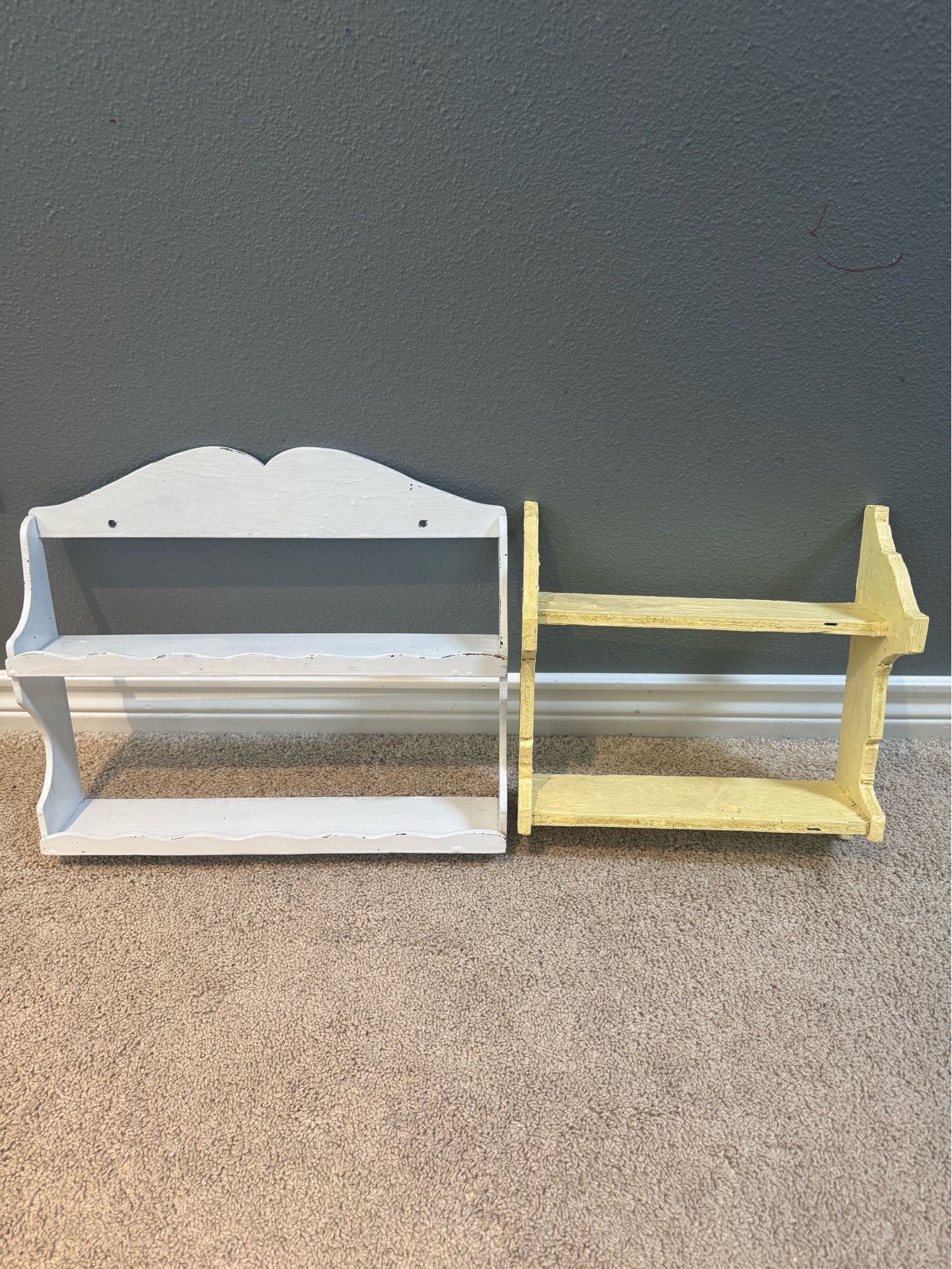 2 Small Wooden Wall Shelves / Cottage Shelves