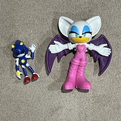 Burger King Sonic LOT of 2  Metal Sonic Hedgehog posable & Rouge The Bat