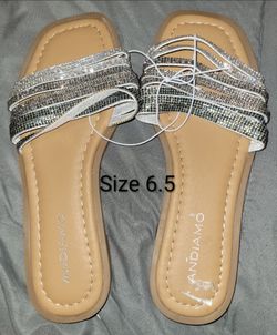 Andiamo Silver Rhinestone Flats