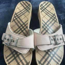 Burberry Classic Plaid Pink Clog Sandals 