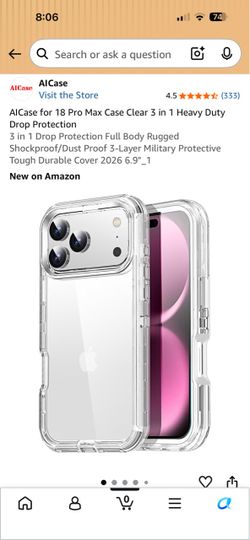 AICase iPhone 18 Pro Max Clear Heavy Duty Case