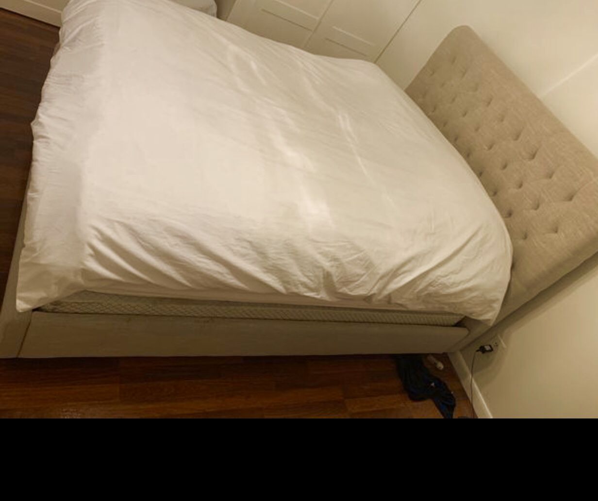Excellent condition tan/ beige bed frame mattress not included