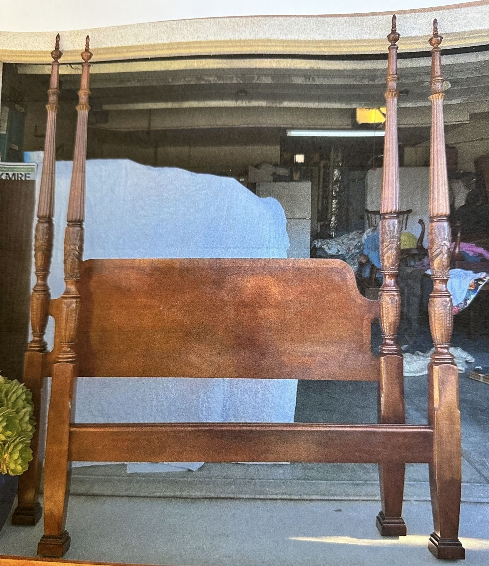 Antique Queen 4 Post Rice Bed