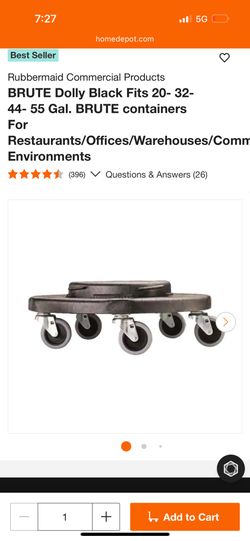 BRUTE Dolly Black Fits 20- 32-44-55 Gal.
