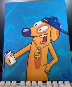 catdog acrylic painting 11x14 pop art