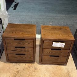 Saatva Verdon 3-Drawer Nightstand, Brown Oak BRAND NEW