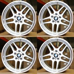 Set of 18 Inch BMW M Parallel Style Wheels Rims 18x8.0 18x9.5 +13/+25 5x120 CB72.6 Silver