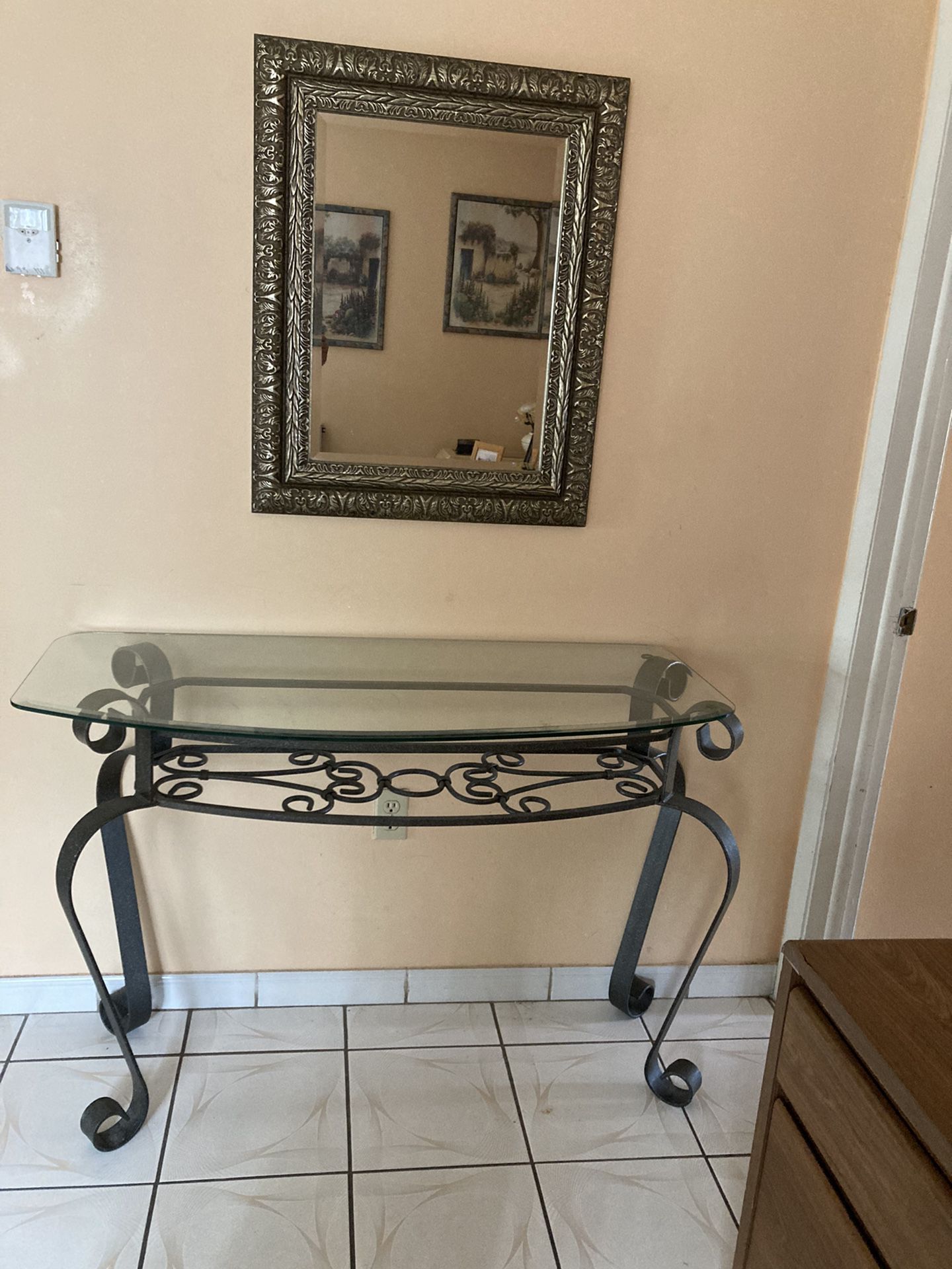 Console table and mirror