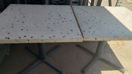 (3) Used 3 X 3 Stone Table Tops With Bases