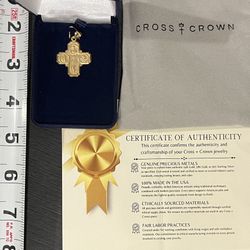 Cross+Crown Premium 14K Yellow Gold Four-Way Cross Pendant