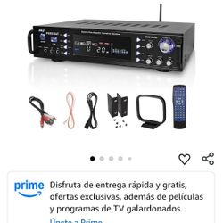 Pyle Amplificador estéreo para el hogar Bluetooth 5.0 de 3000 W - Receptor de audio multicanal híbrido con radio AM/FM - MP3/USB - AUX - RCA - 2 entra