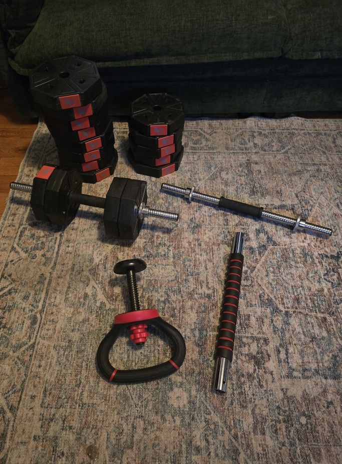 Weight Plate And Bar Set. Reasonable Offer Accepted