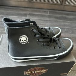 Harley Davidson Black Leather Sneakers Size 8
