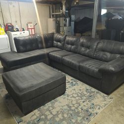 Ashley Charcoal Gray 2 Piece Sectional with Ottoman